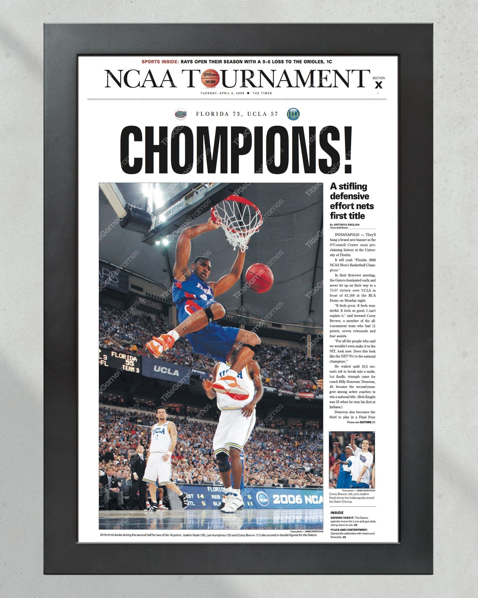 2017 Florida Gators CWS Baseball "CHOMPIONS" Framed Commemorative Newspaper - TitleGameFrames.com