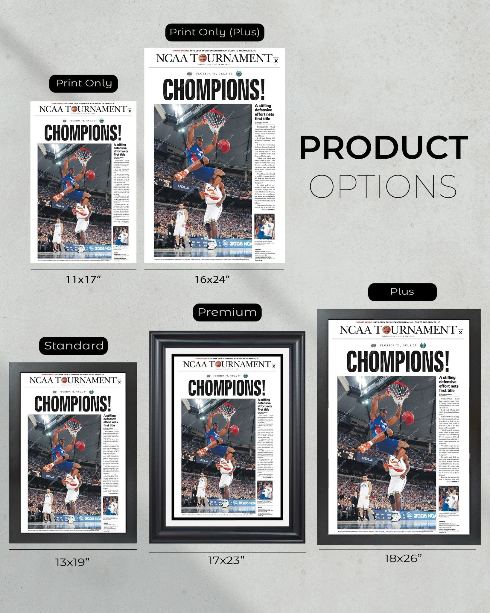 2017 Florida Gators CWS Baseball "CHOMPIONS" Framed Commemorative Newspaper - TitleGameFrames.com