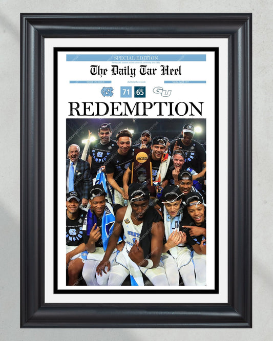 2017 North Carolina Tar Heels NCAA College Basketball Champions Framed Front Page Newspaper Print - TitleGameFrames.com