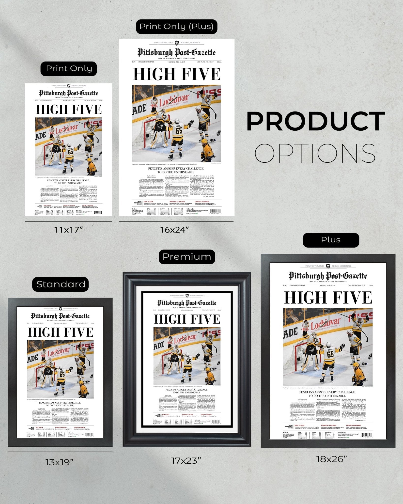 2017 Pittsburgh Penguins Stanley Cup Framed Newspaper - TitleGameFrames.com
