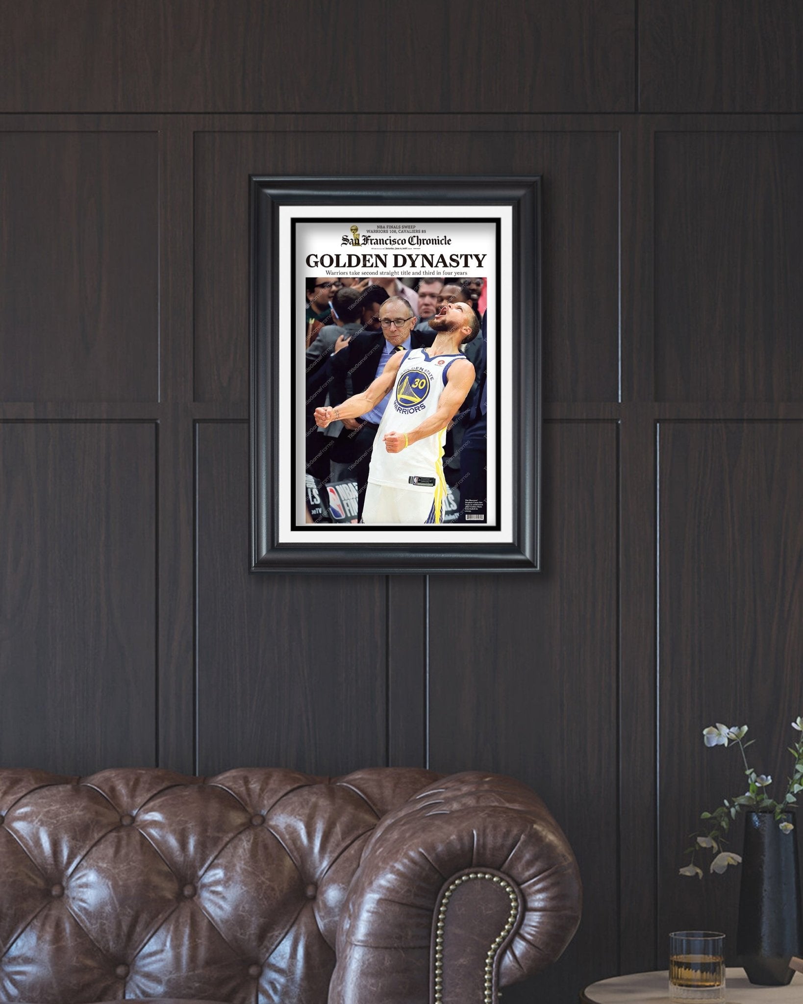 2018 Golden State Warriors NBA Champions Framed Newspaper Front Page Print Steph Curry - TitleGameFrames.com