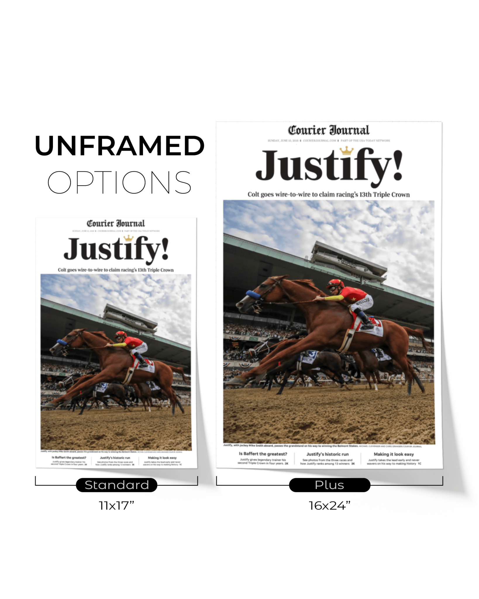 2018 Kentucky Derby "Justify!" Winner Framed Front Page Newspaper - TitleGameFrames.com