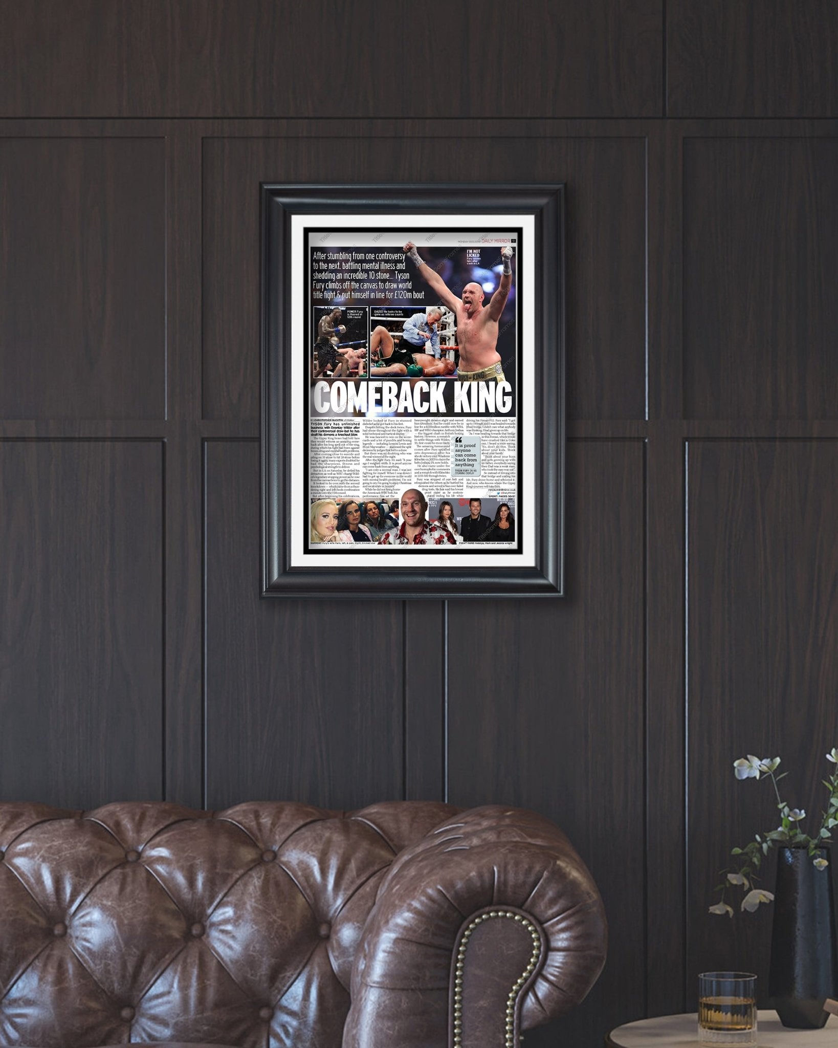 2018 Tyson Fury vs. Deontay Wilder Heavyweight Boxing Framed Front Page Newspaper Print - TitleGameFrames.com
