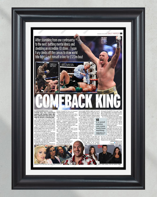 2018 Tyson Fury vs. Deontay Wilder Heavyweight Boxing Framed Front Page Newspaper Print - TitleGameFrames.com