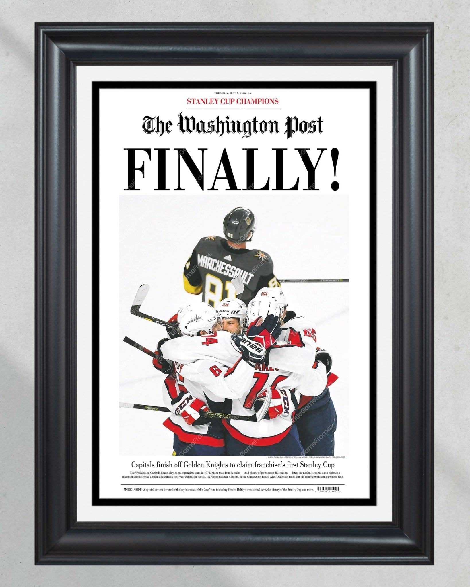 2018 Washington capitals Stanley Cup "Finally" Front Page Newspaper - TitleGameFrames.com