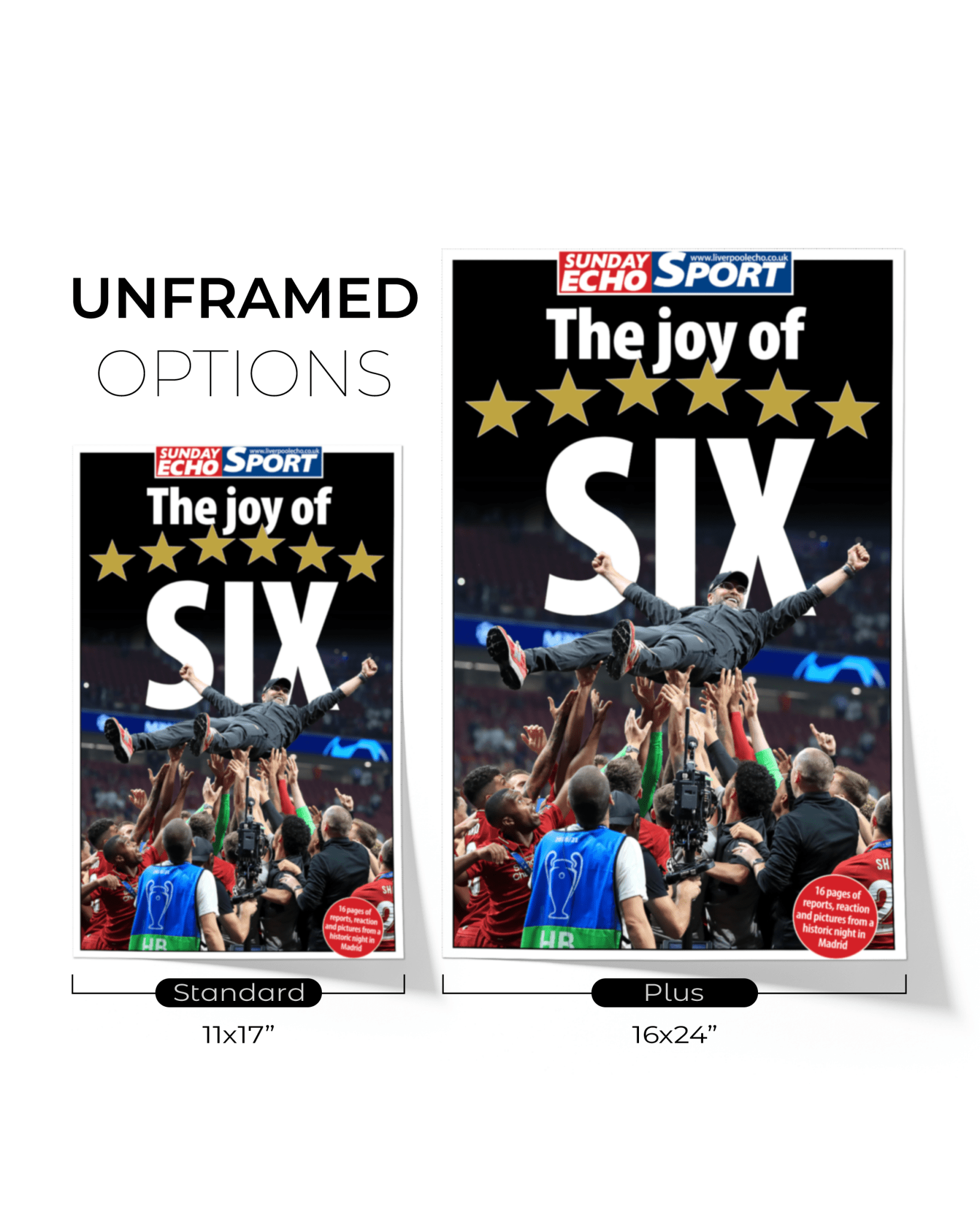2019 Liverpool Football Champions League Winners "The Joy of Six" Framed Newspaper - TitleGameFrames.com