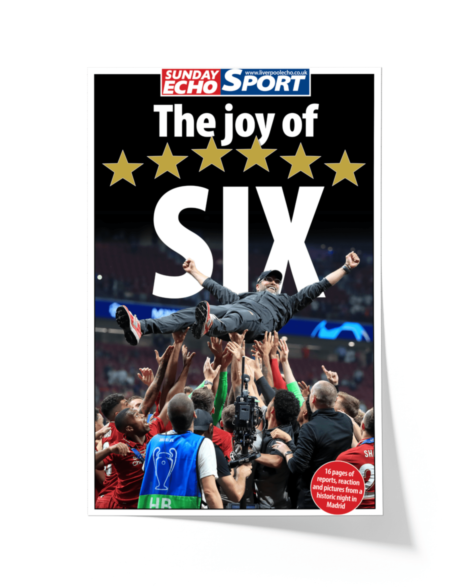2019 Liverpool Football Champions League Winners "The Joy of Six" Framed Newspaper - TitleGameFrames.com