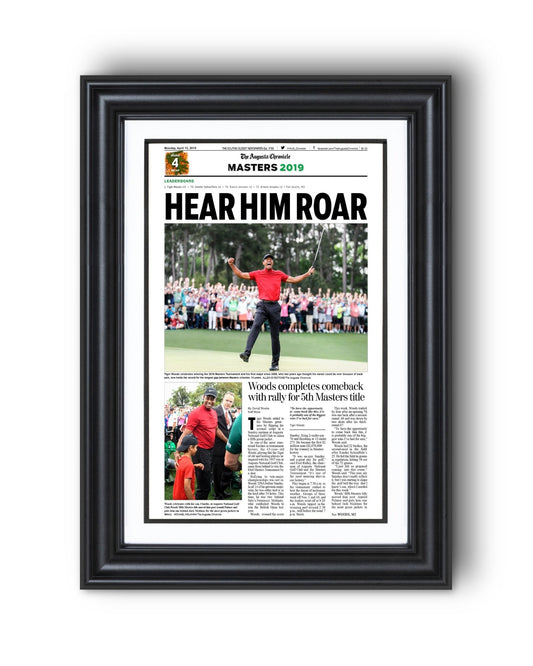 2019 Tiger Woods Masters Champion 'Hear Him Roar' Front Page Newspaper - TitleGameFrames.com