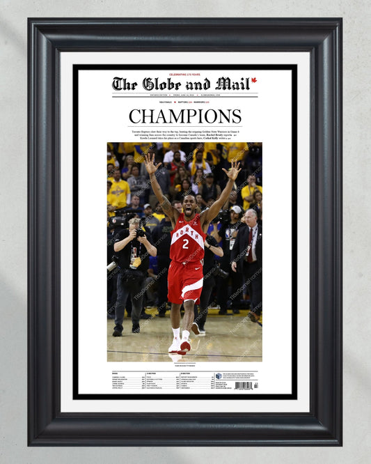 2019 Toronto Raptors NBA Champion Framed Front Page Newspaper Print - TitleGameFrames.com