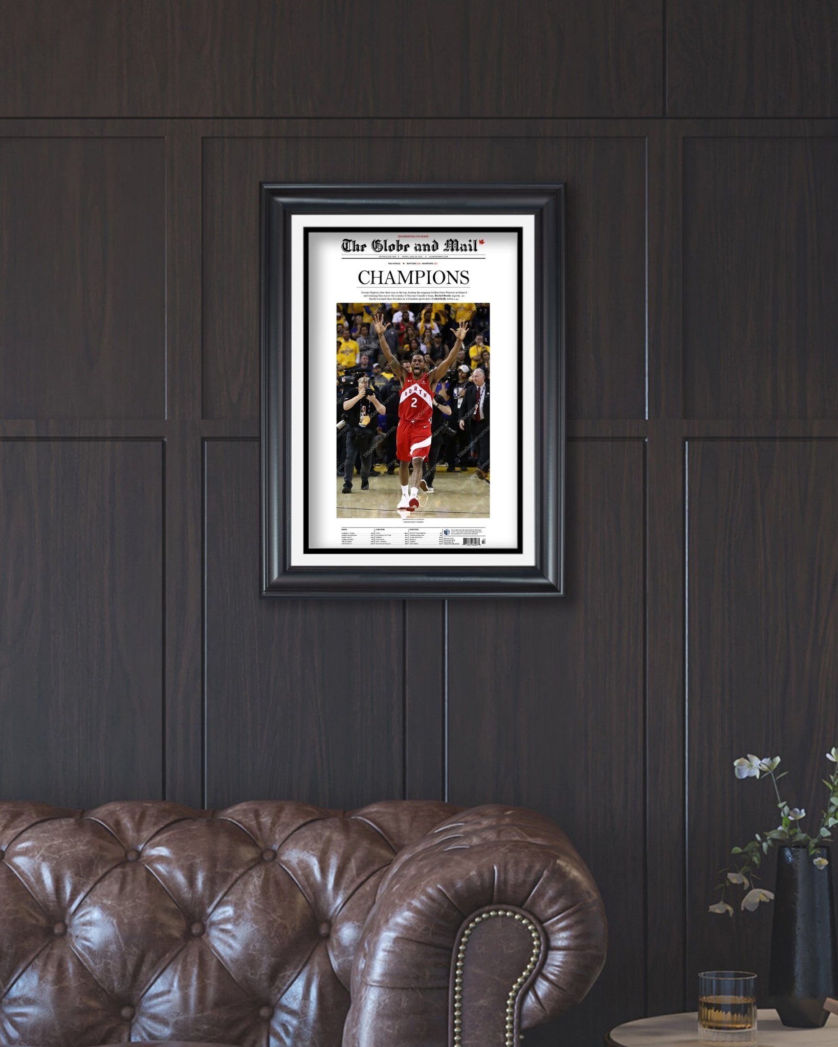 2019 Toronto Raptors NBA Champion Framed Front Page Newspaper Print - TitleGameFrames.com