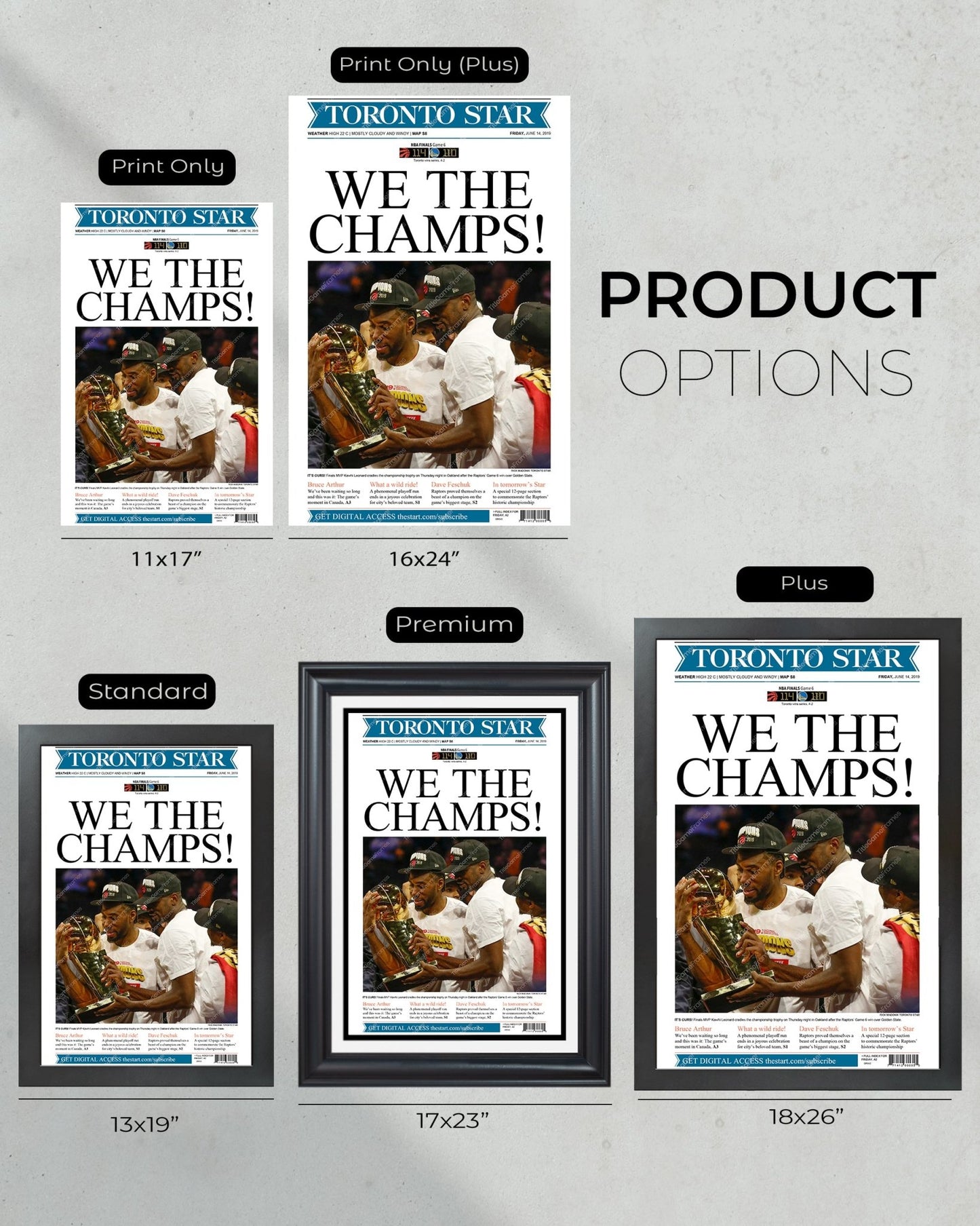 2019 Toronto Raptors NBA championship Framed Newspaper Cover Print - TitleGameFrames.com