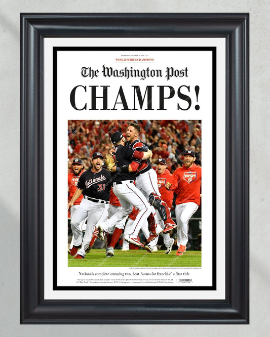 2019 Washington Nationals "Champs" World Series Baseball Champions The Washington Post Newspaper Framed Print - TitleGameFrames.com