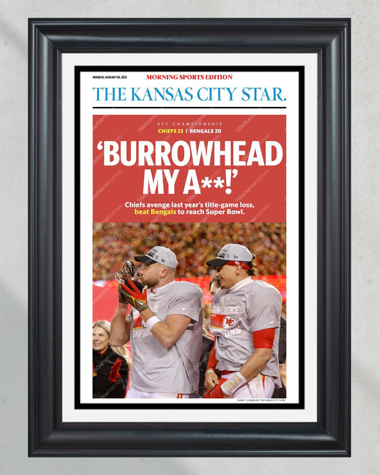 2020 Kansas City Chiefs Super Bowl LIV Framed Newspaper Print Cover Arrowhead Stadium - TitleGameFrames.com