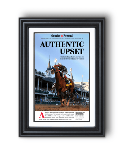 2020 Kentucky Derby “Authentic Upset” Authentic Wins Framed Front Page Newspaper - TitleGameFrames.com