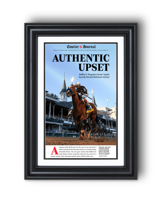 2020 Kentucky Derby “Authentic Upset” Authentic Wins Framed Front Page Newspaper - TitleGameFrames.com