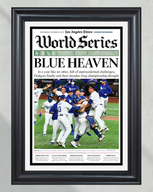 2020 L.A. Dodgers World Series Champions Framed Newspaper Cover Print - TitleGameFrames.com
