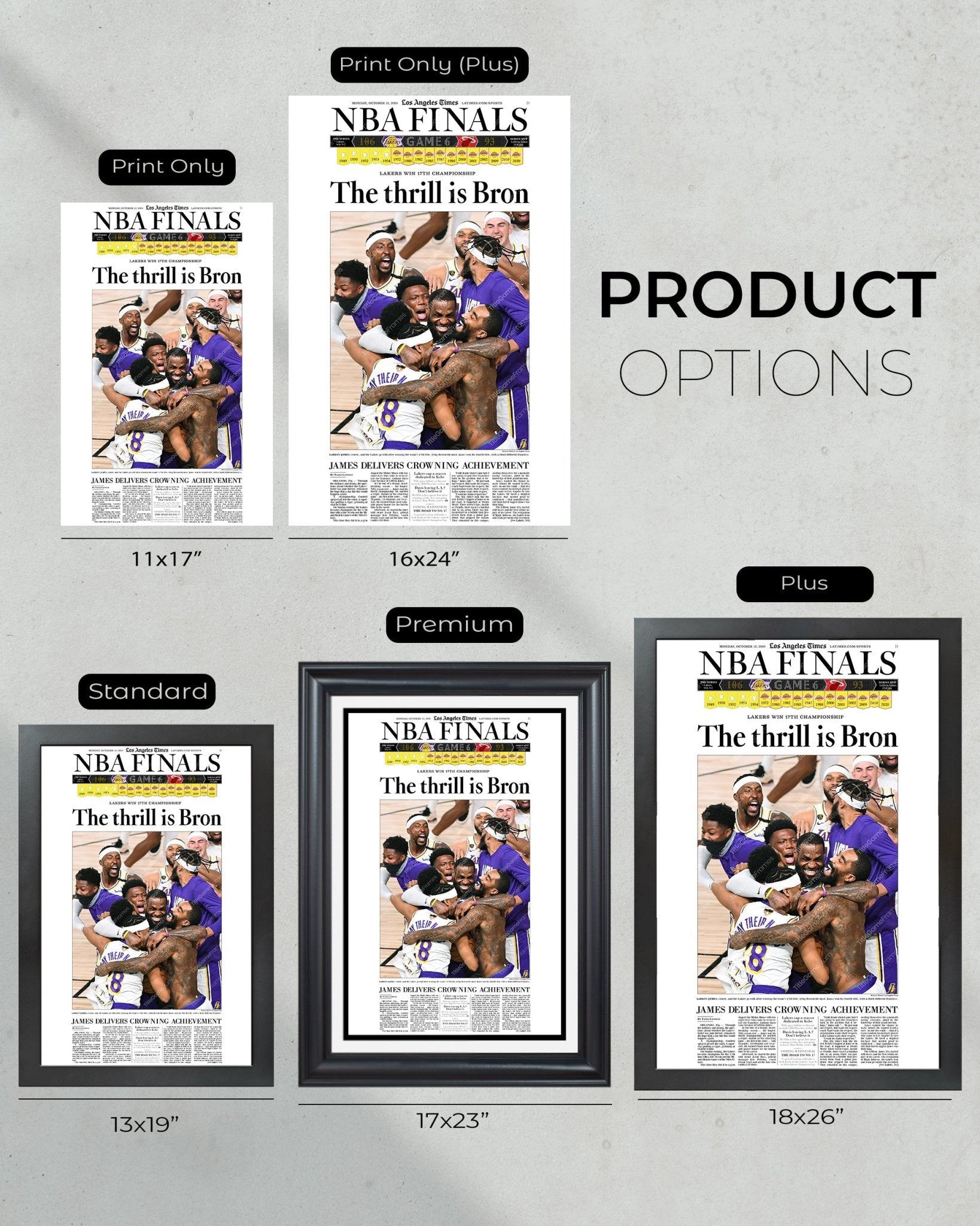 2020 Lakers Framed NBA Championship front page reprint Staples Center - TitleGameFrames.com