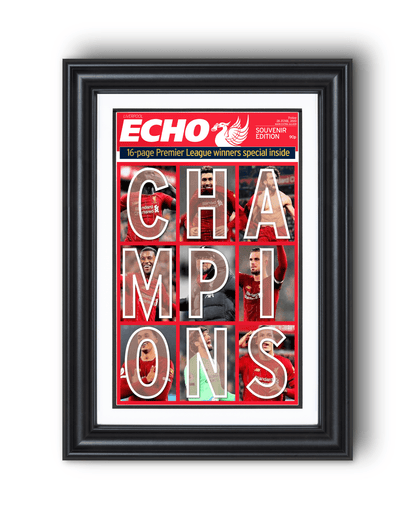 2020 Liverpool Football "CHAMPIONS" Premier League Winners Framed Newspaper - TitleGameFrames.com