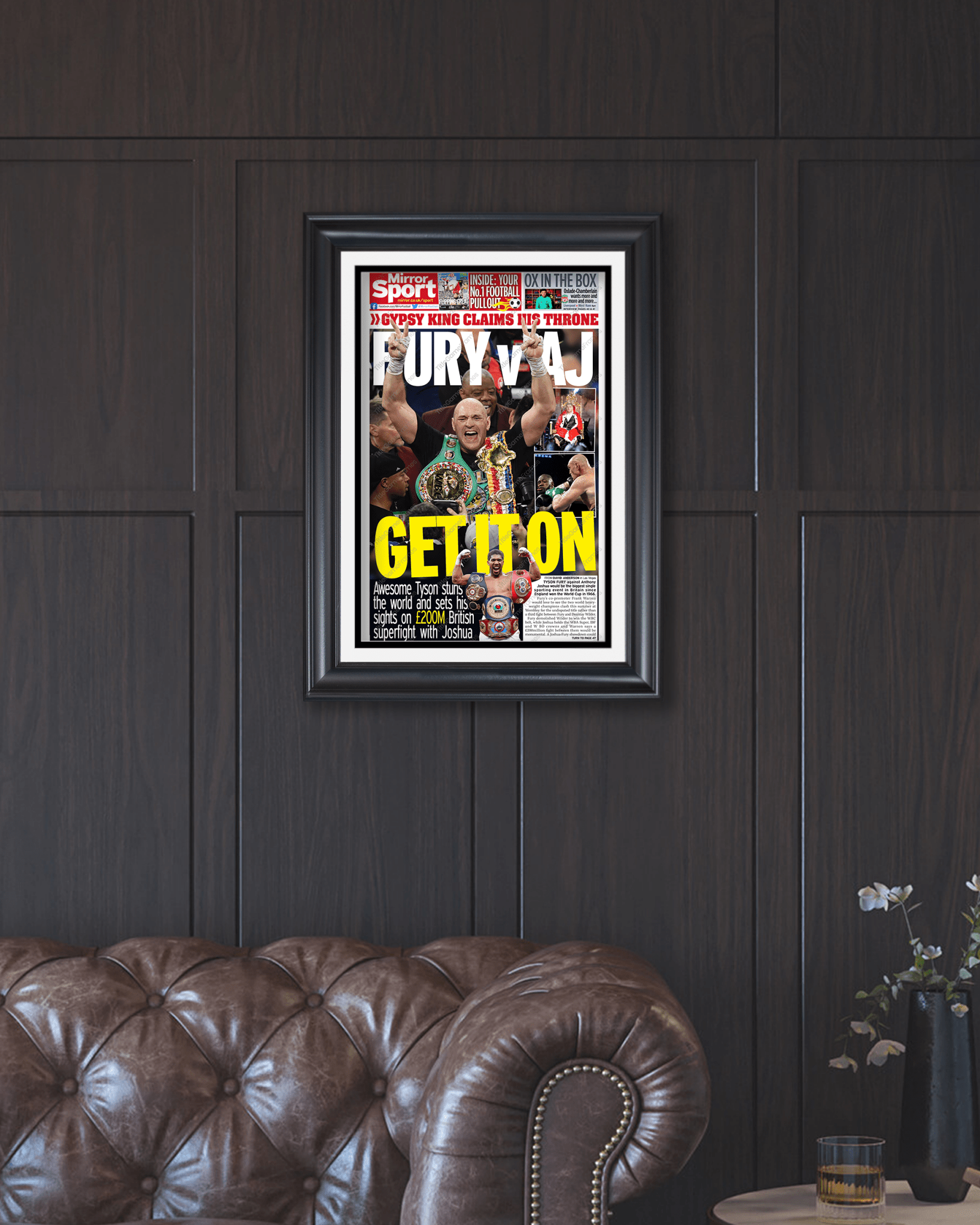 2020 Tyson Fury vs. Deontay Wilder Heavyweight Boxing Framed Front Page Newspaper Print - TitleGameFrames.com