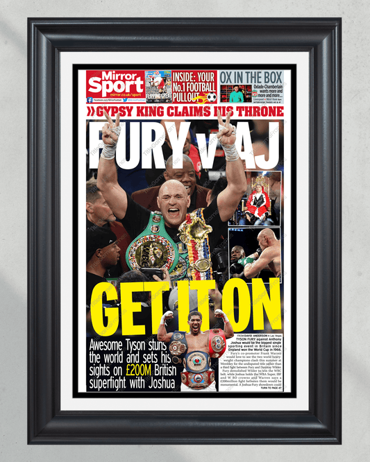 2020 Tyson Fury vs. Deontay Wilder Heavyweight Boxing Framed Front Page Newspaper Print - TitleGameFrames.com