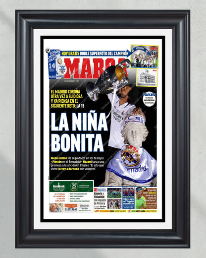 2021-2022 Real Madrid Def. Liverpool Champions League Framed Front Page Newspaper Print - Title Game Frames