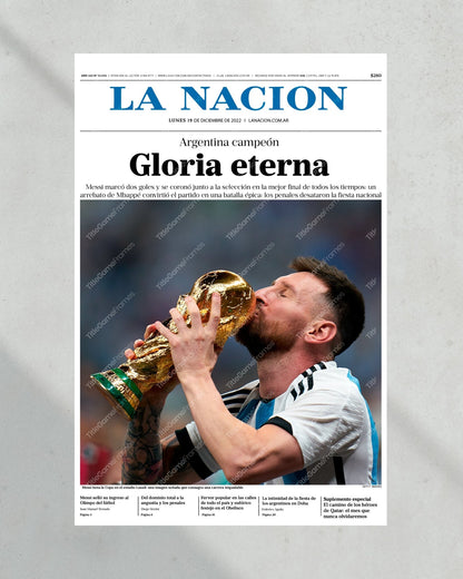 2021 Argentina Copa America Champions 'Gloria Eterna' Messi Framed Newspaper - Title Game Frames