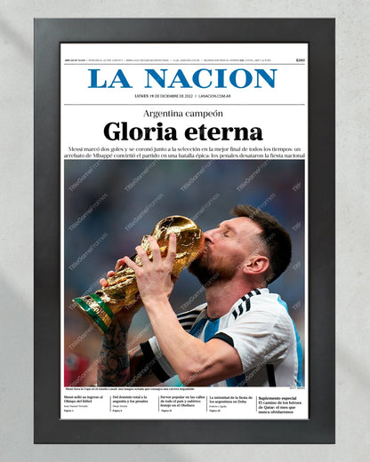 2021 Argentina Copa America Champions 'Gloria Eterna' Messi Framed Newspaper - Title Game Frames