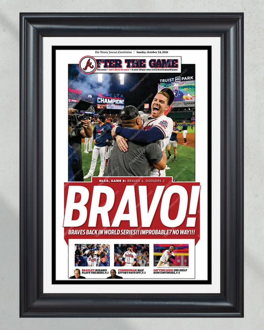 2021 Atlanta Braves NLCS Champions Framed Front Page Newspaper Print - TitleGameFrames.com