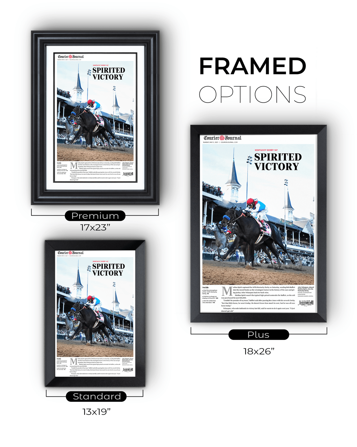 2021 Kentucky Derby "SPIRITED VICTORY" Medina Spirit Disqualified Victory Framed Newspaper - TitleGameFrames.com