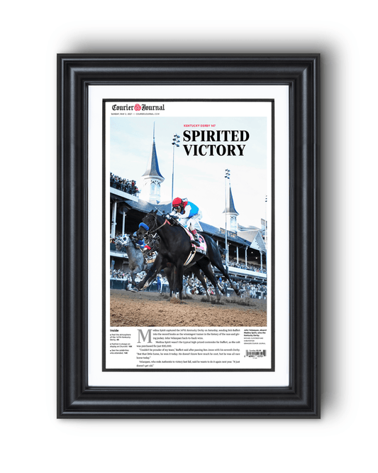 2021 Kentucky Derby "SPIRITED VICTORY" Medina Spirit Disqualified Victory Framed Newspaper - TitleGameFrames.com