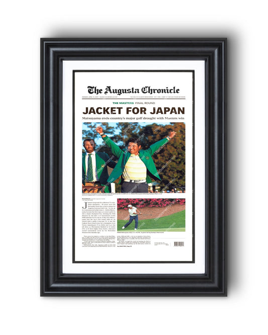 2021 Masters PGA Championship Framed Front Page Newspaper Print Hideki Matsuyama Japan - TitleGameFrames.com