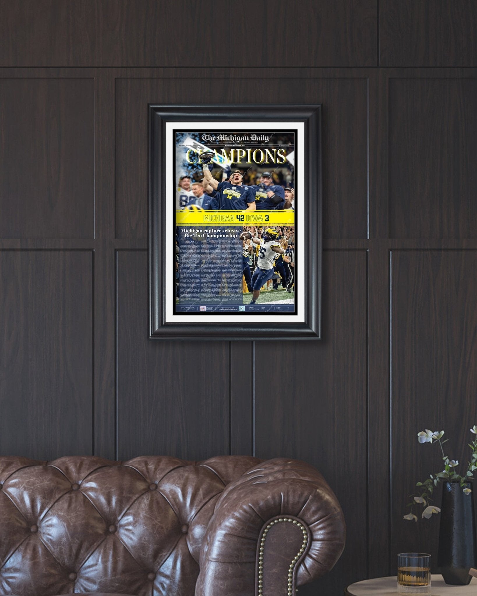 2021 Michigan Wolverines Big Ten Championship: 'CHAMPIONS' - Framed Print - TitleGameFrames.com