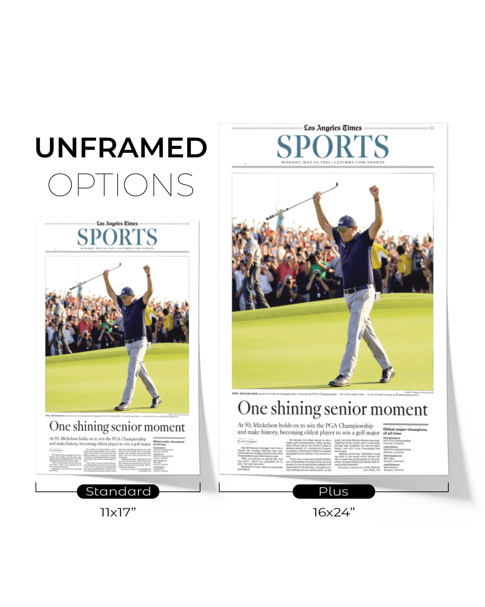 2021 Phil Mickelson PGA Championship Framed Front Page Newspaper - TitleGameFrames.com
