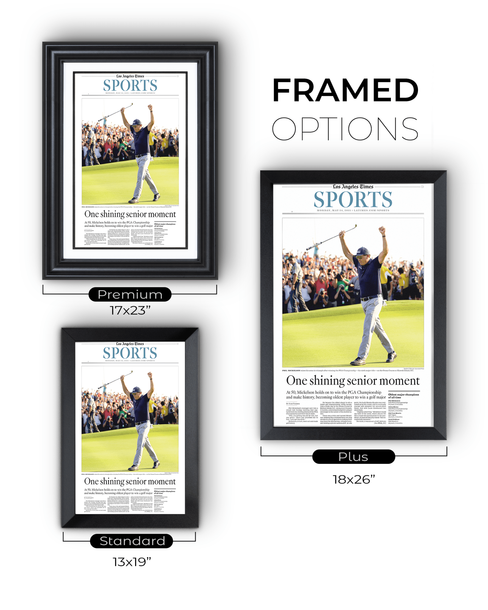 2021 Phil Mickelson PGA Championship Framed Front Page Newspaper - TitleGameFrames.com