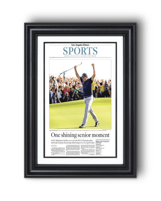 2021 Phil Mickelson PGA Championship Framed Front Page Newspaper - TitleGameFrames.com
