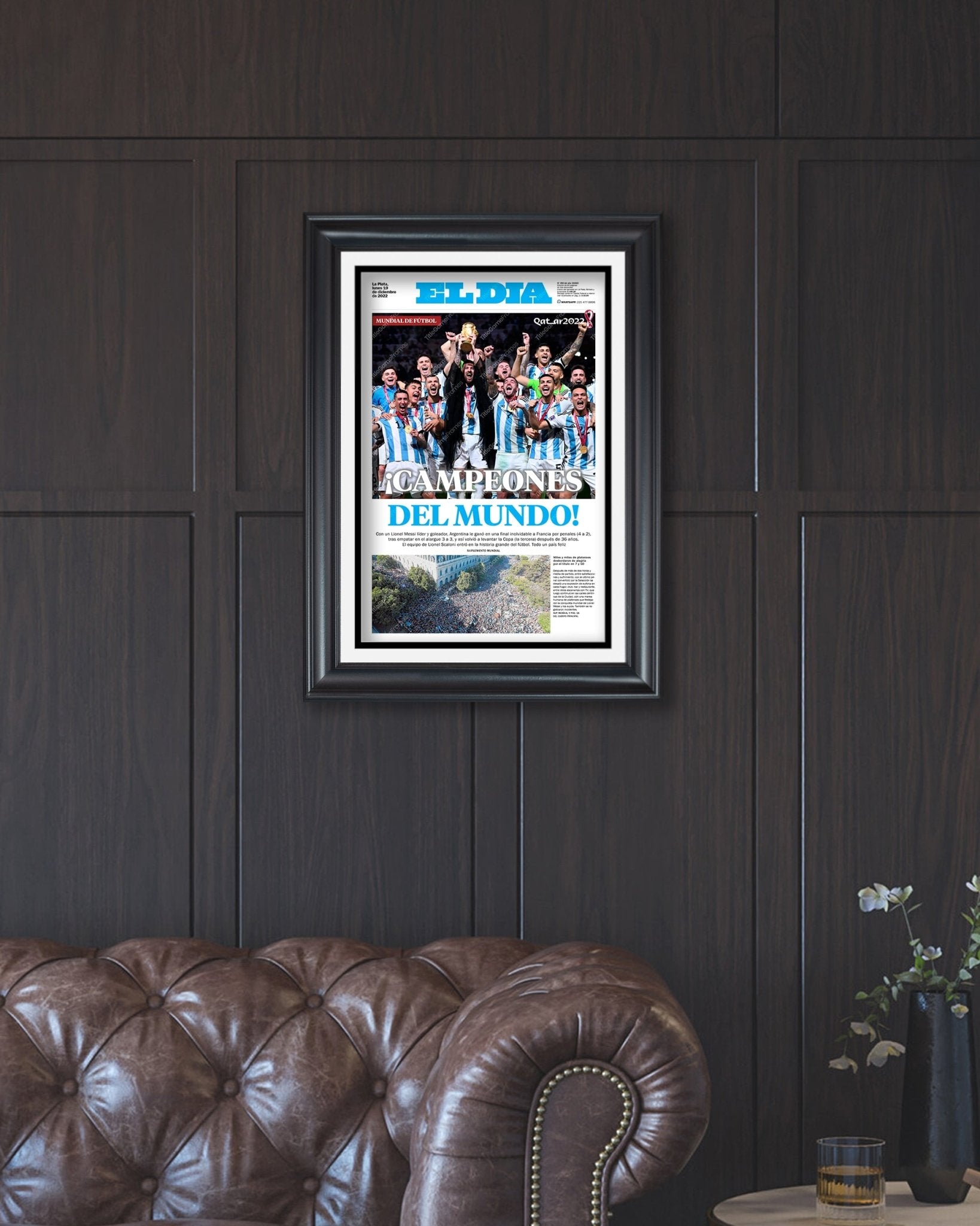 2022 Argentina's World Cup Champions ¡CAMPEONES DEL MUNDO! Framed Newspaper - TitleGameFrames.com