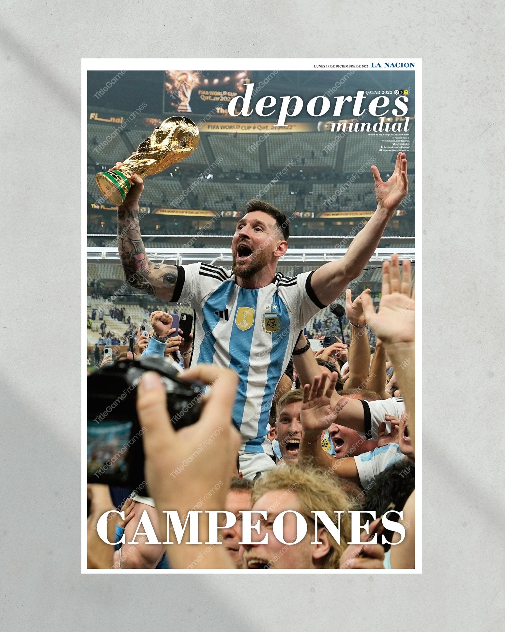 2022 Argentina's World Cup Triumph 'CAMPEONES' Commemorative Newspaper - Title Game Frames