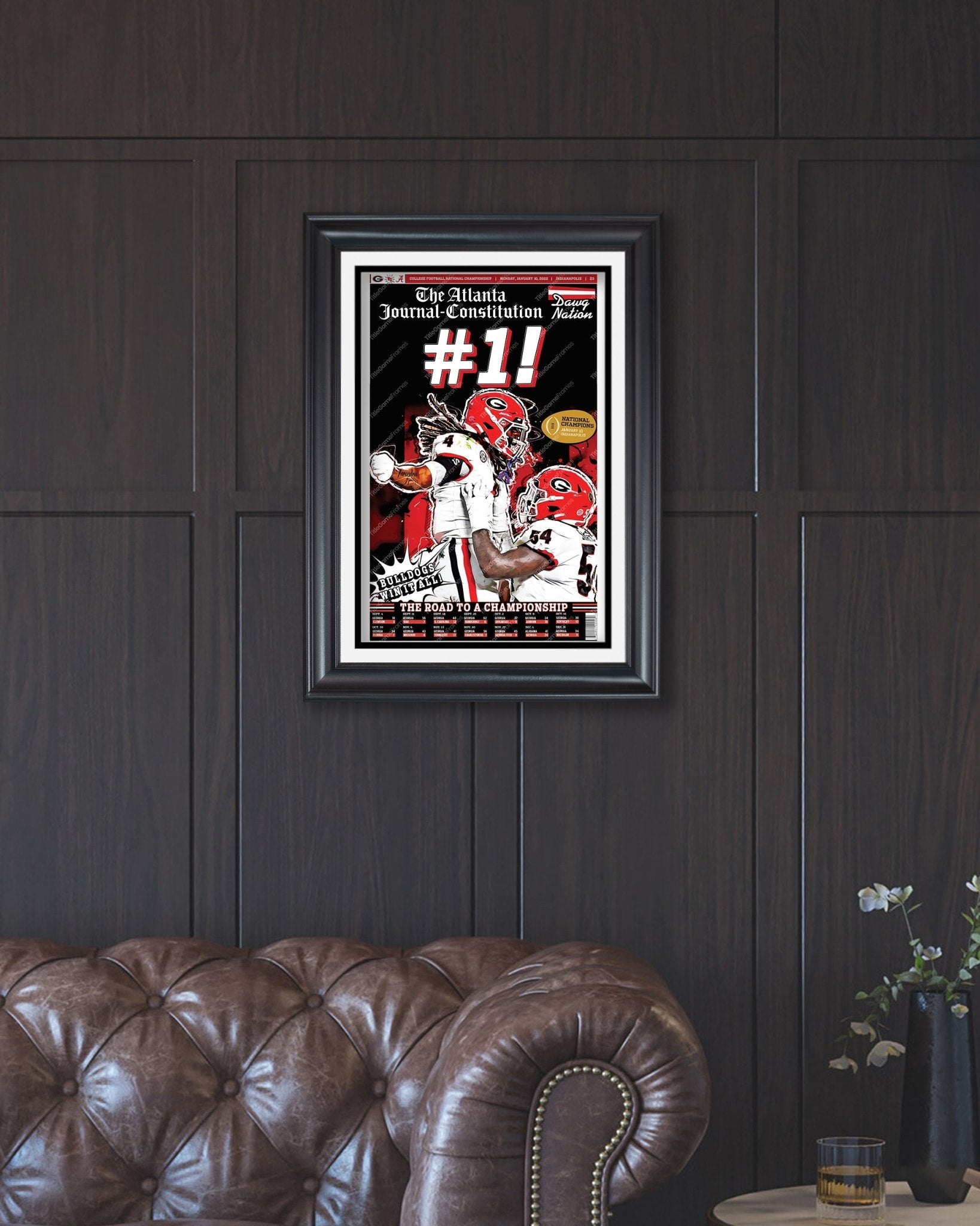 2022 Georgia Bulldogs '#1' College Football National Champions Framed Newspaper - TitleGameFrames.com
