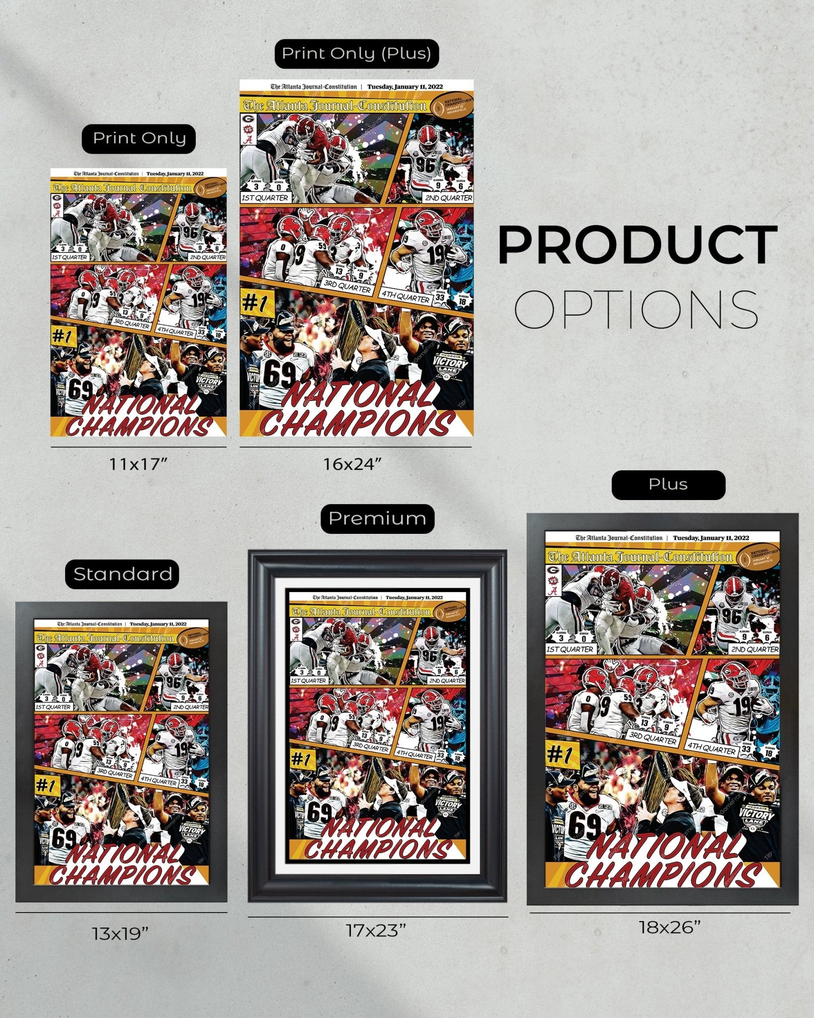 2022 Georgia Bulldogs - National Champions - College Football National Champions Framed Front Page Newspaper Print - TitleGameFrames.com