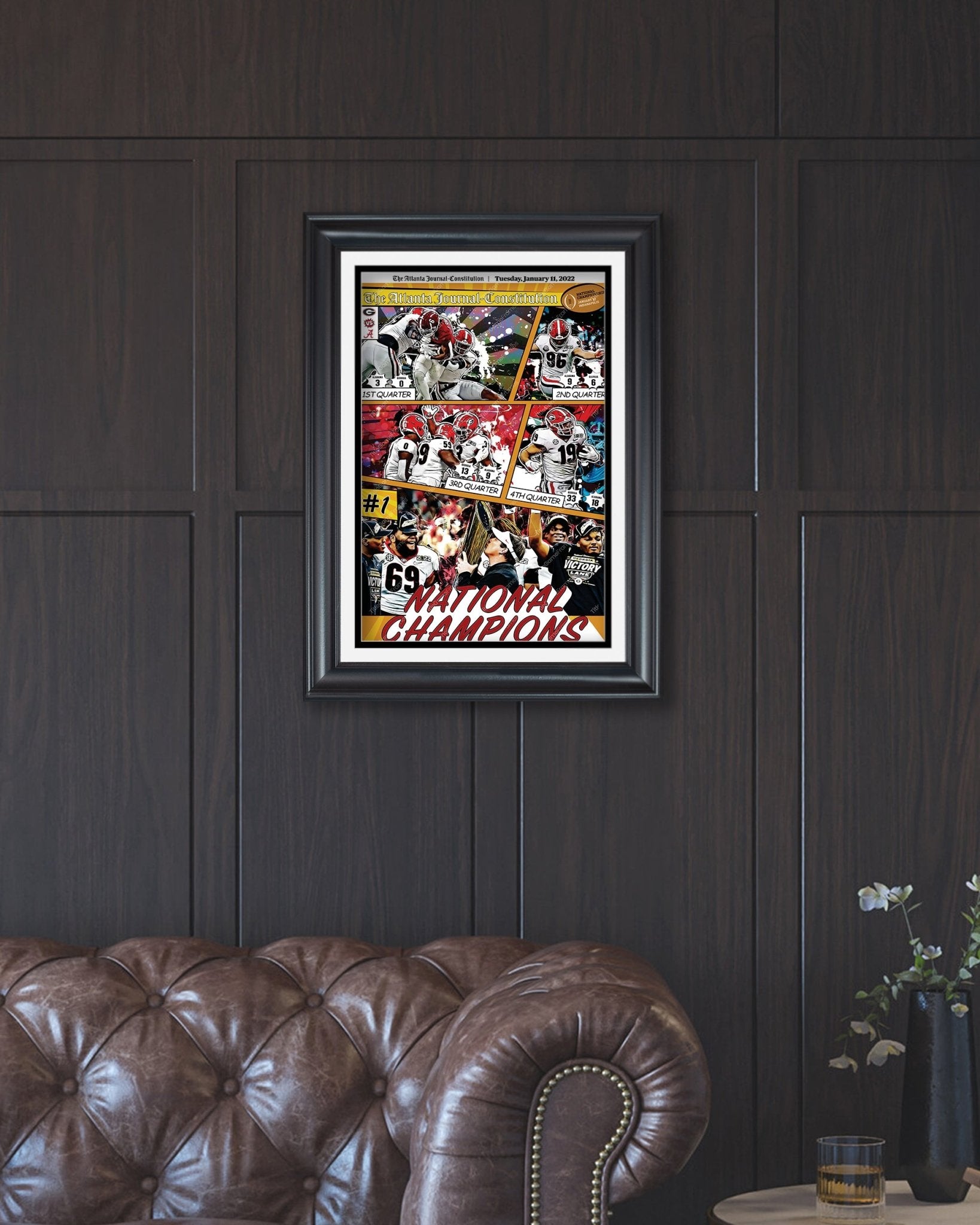 2022 Georgia Bulldogs - National Champions - College Football National Champions Framed Front Page Newspaper Print - TitleGameFrames.com