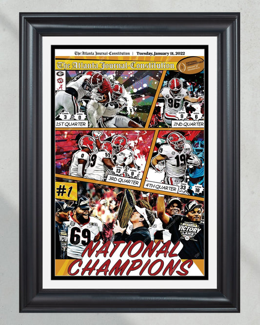 2022 Georgia Bulldogs - National Champions - College Football National Champions Framed Front Page Newspaper Print - TitleGameFrames.com