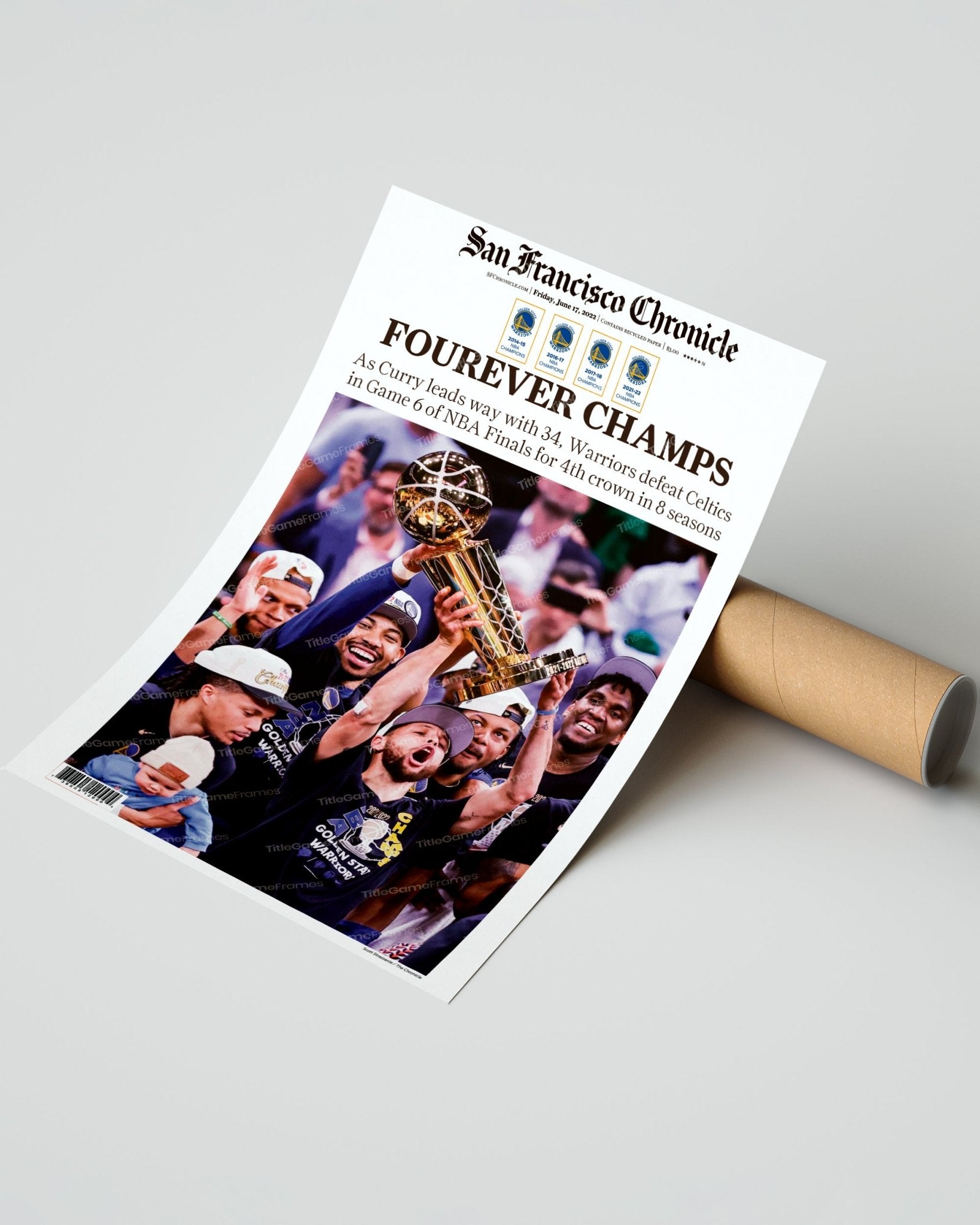 2022 Golden State Warriors NBA Champion Framed Front Page Newspaper Print Steph Curry - Title Game Frames
