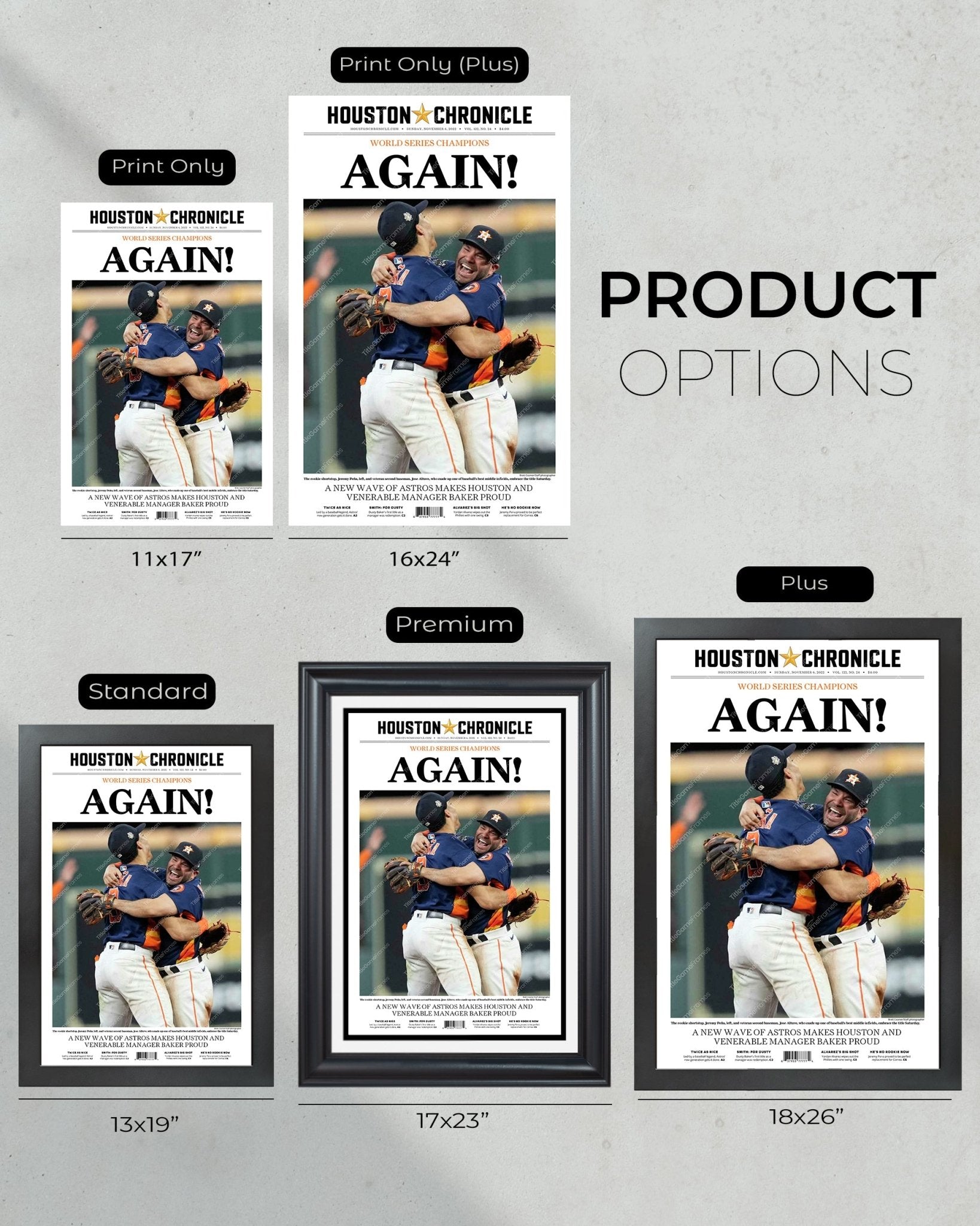 2022 Houston Astros “Again!” World Series Framed Front Page Newspaper Print - TitleGameFrames.com