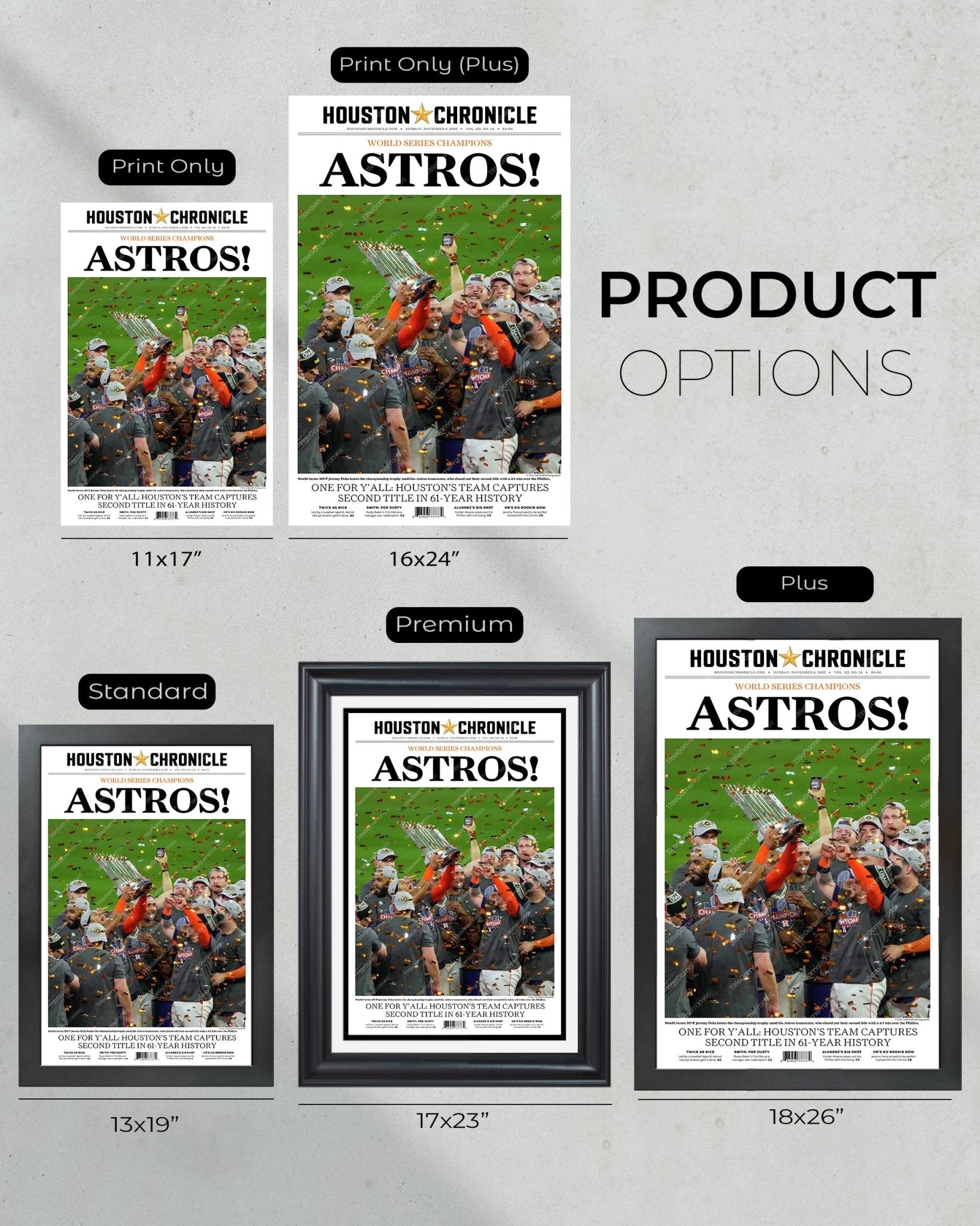 2022 Houston Astros “Astros!” World Series Framed Front Page Newspaper Print - TitleGameFrames.com