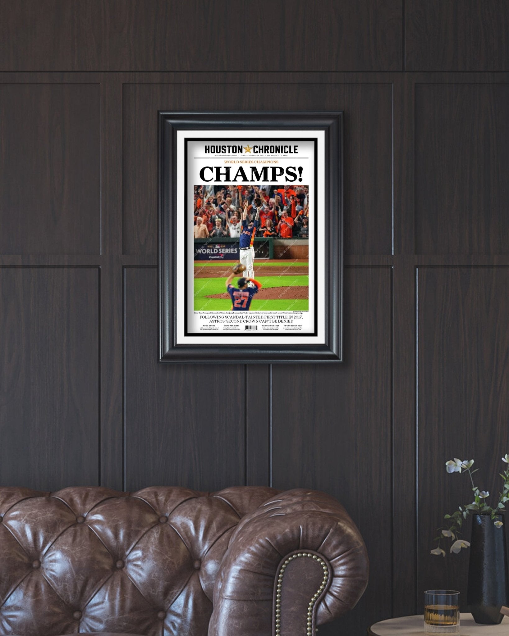 2022 Houston Astros “Champs” World Series Framed Front Page Newspaper Print - TitleGameFrames.com