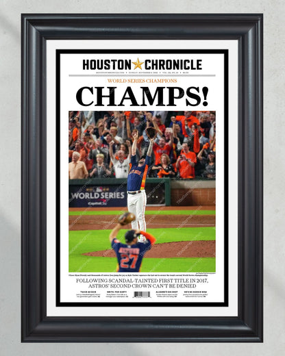 2022 Houston Astros “Champs” World Series Framed Front Page Newspaper Print - TitleGameFrames.com