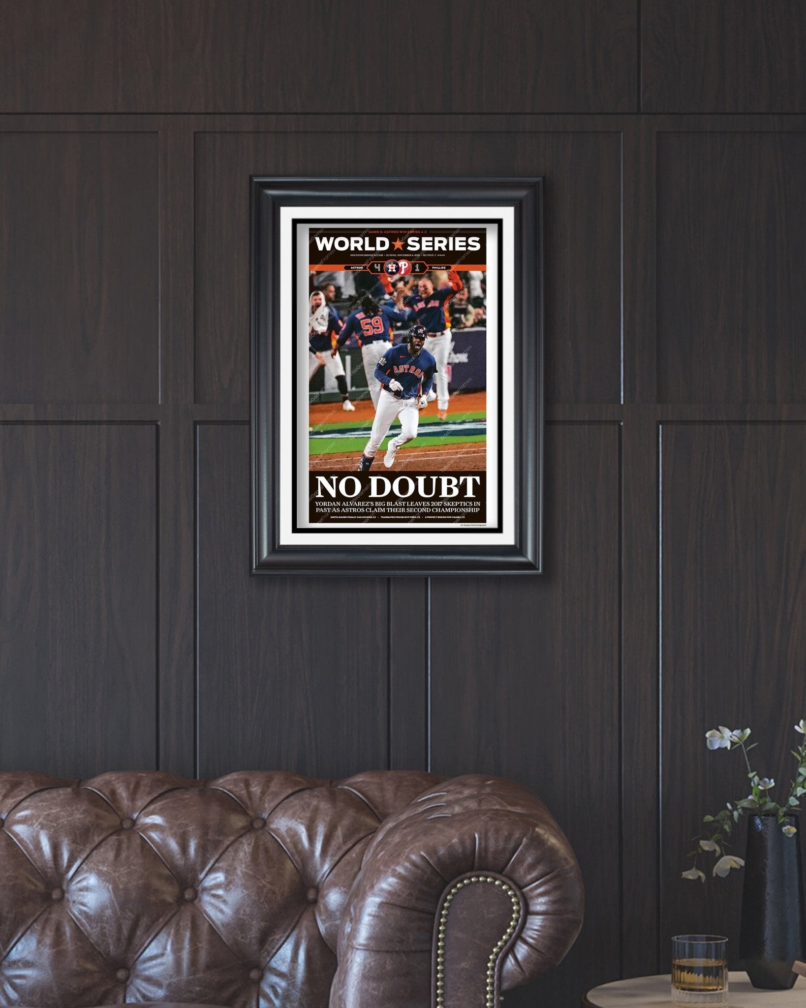 2022 Houston Astros “No Doubt” World Series Framed Front Page Newspaper Print - TitleGameFrames.com