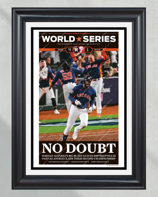2022 Houston Astros “No Doubt” World Series Framed Front Page Newspaper Print - TitleGameFrames.com