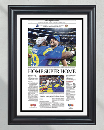 2022 LA Rams NFC Champions Framed Front Page Newspaper Print - Title Game Frames