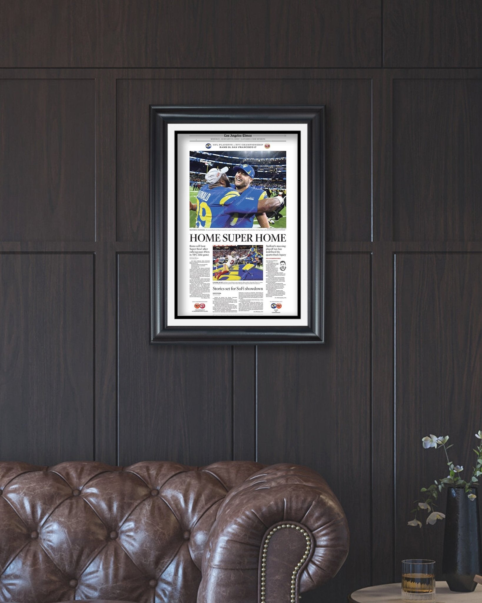 2022 LA Rams NFC Champions Framed Front Page Newspaper Print - Title Game Frames